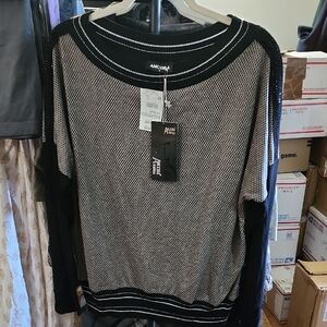 Angora Black & Grey Mesh Knit Sweater